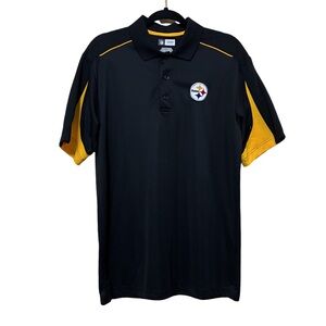 Pittsburgh Steelers Polo Shirt Men’s M NFL Team Apparel Black Short Sleeve